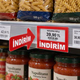 PVC raf etiketi ve reklam standı — uygulama örneği